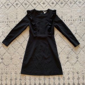 H&M Black Ruffle Dress with Gold Zipper